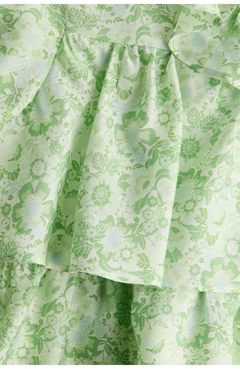 H&M Frill-trimmed Blouse, Alternate, color, Light Green/Floral