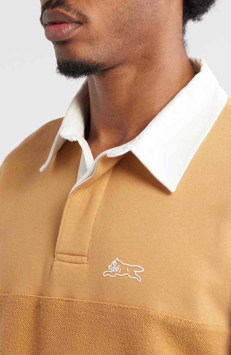 ICECREAM Box Fit Punchy Long Sleeve Cotton French Terry Polo, Alternate, color, Apple Cinnamon