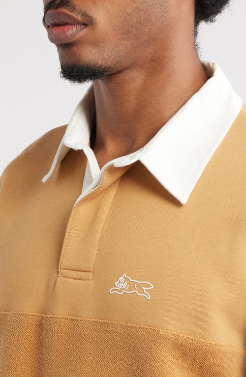 Icecream Box Fit Punchy Long Sleeve Cotton French Terry Polo In Yellow