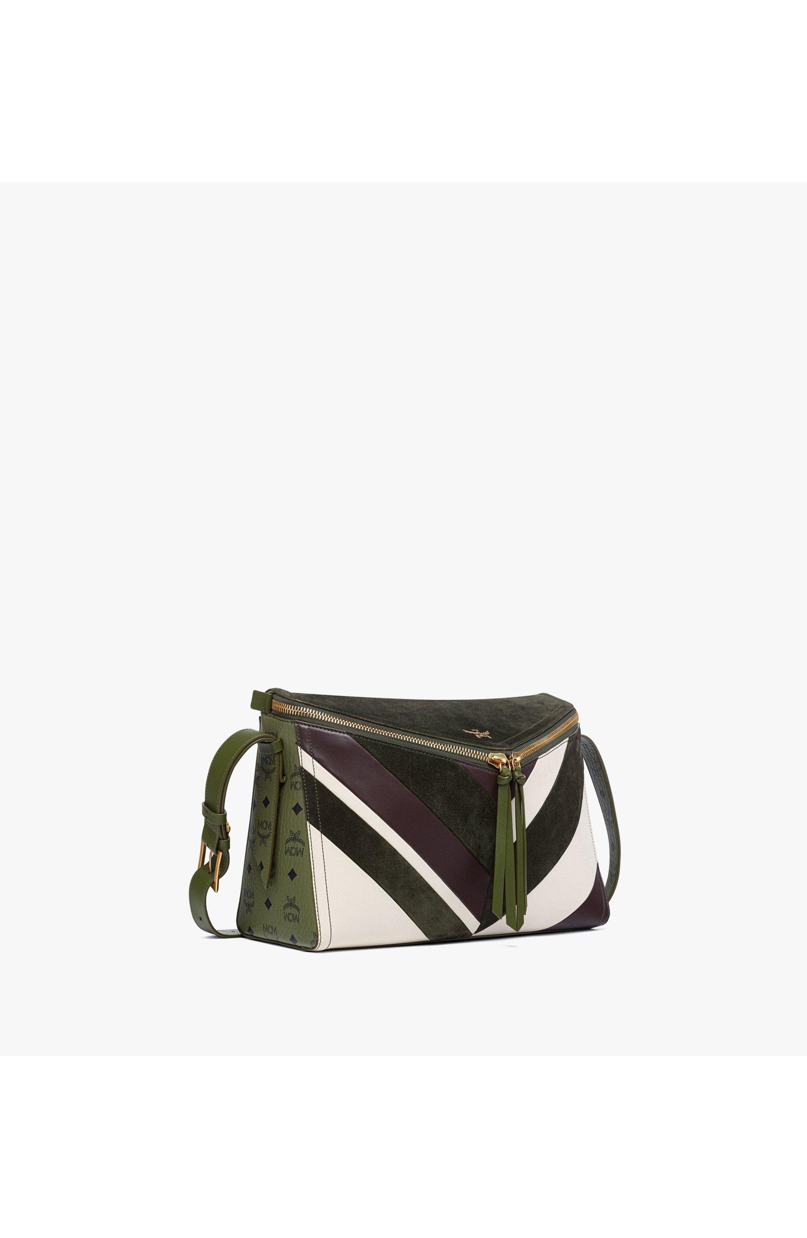Medium Diamant 3D Shoulder Bag in Mega Herringbone Suede, Alternate, color, Khaki Moss Suede
