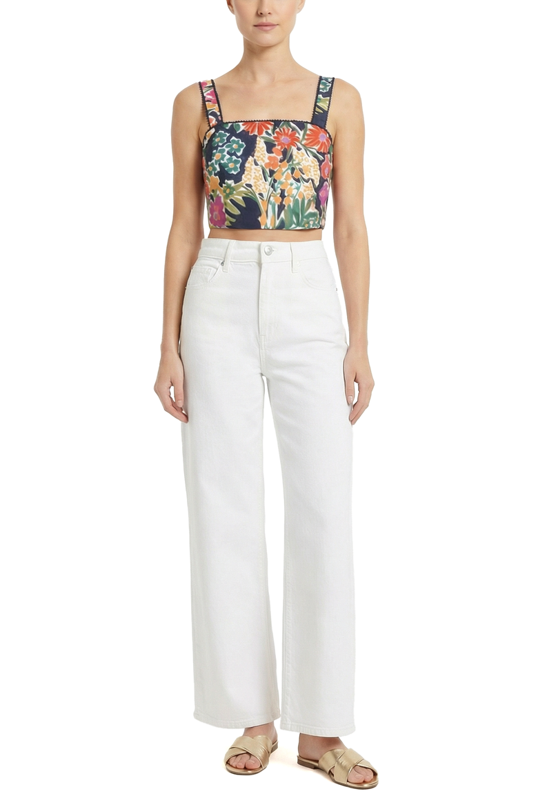 Ilyssa Square Neck Smocked Crop Top, Alternate, color, Gardenia