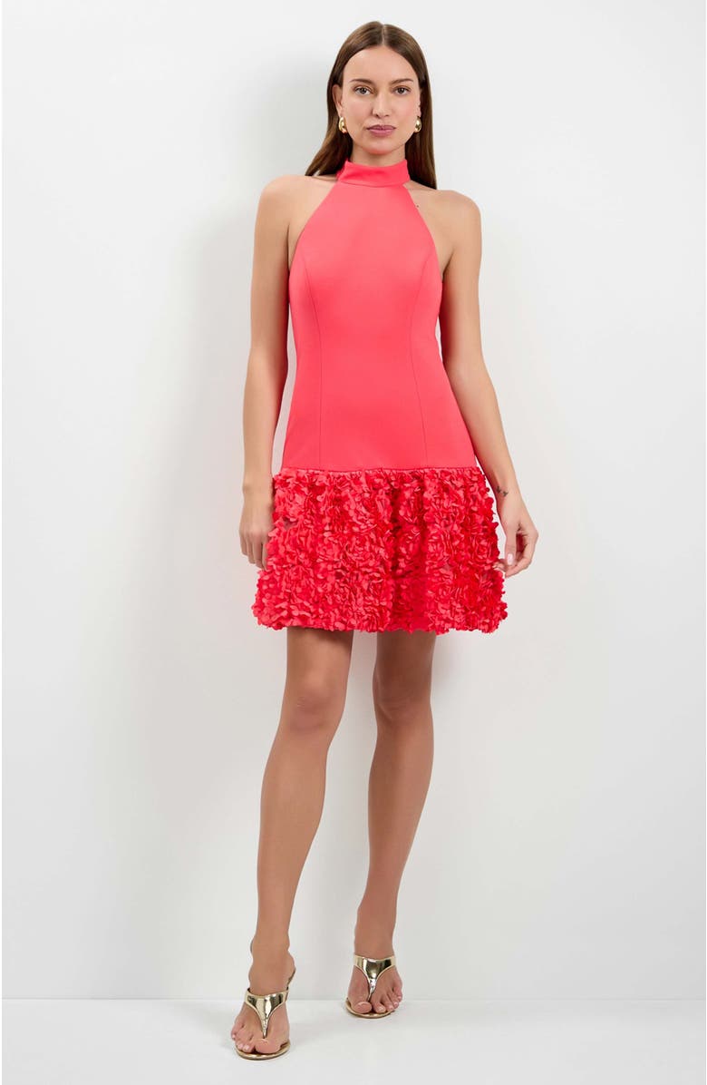 Trina Turk Tibaldi 3D Floral Mini Dress, Alternate, color, Corso Coral