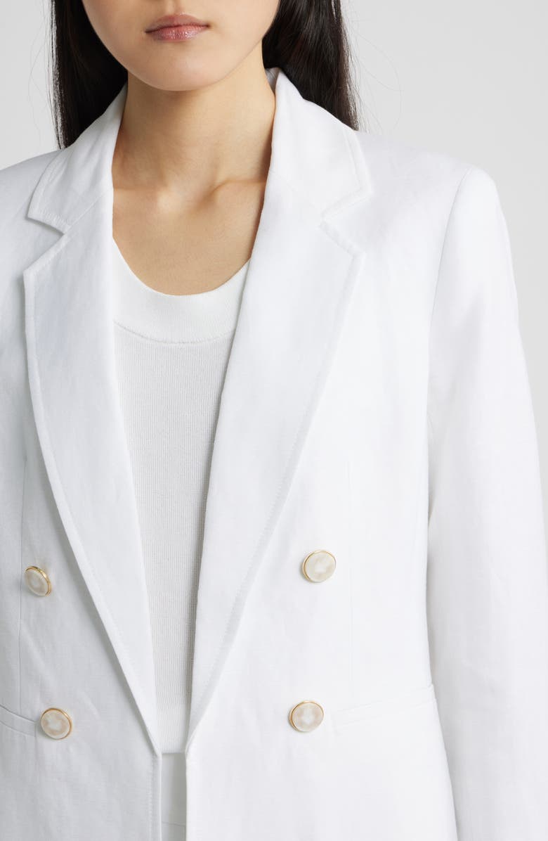 Anne Klein Double Breasted Linen Blend Blazer, Alternate, color, 