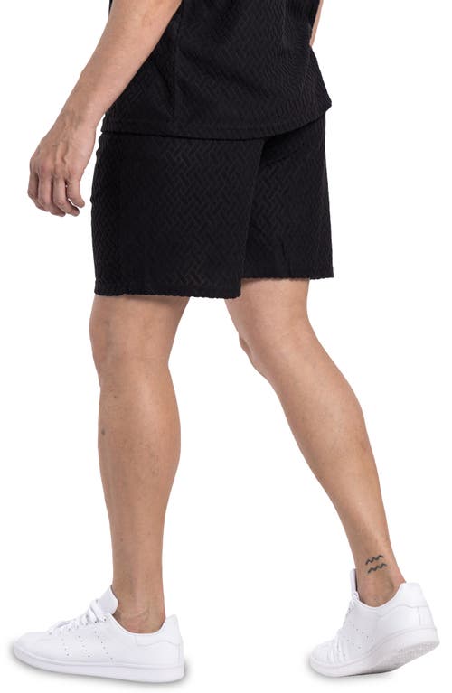 Shop Spring + Mercer Casual Jacquard Terry Shorts In Black