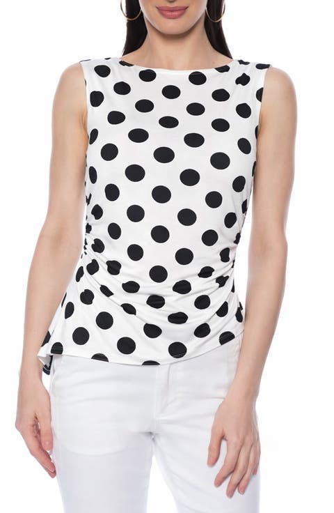 Polka Dot Ruched Tank Top