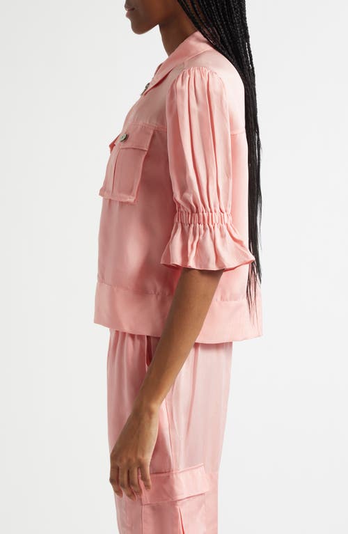 Shop Cinq À Sept Holly Ruffle Sleeve Jacket In Pink Poppy