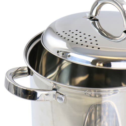 Oster Sangerfield 5 Quart Stainless Steel Pasta Pot With Strainer Lid And Steamer Basket In Silver