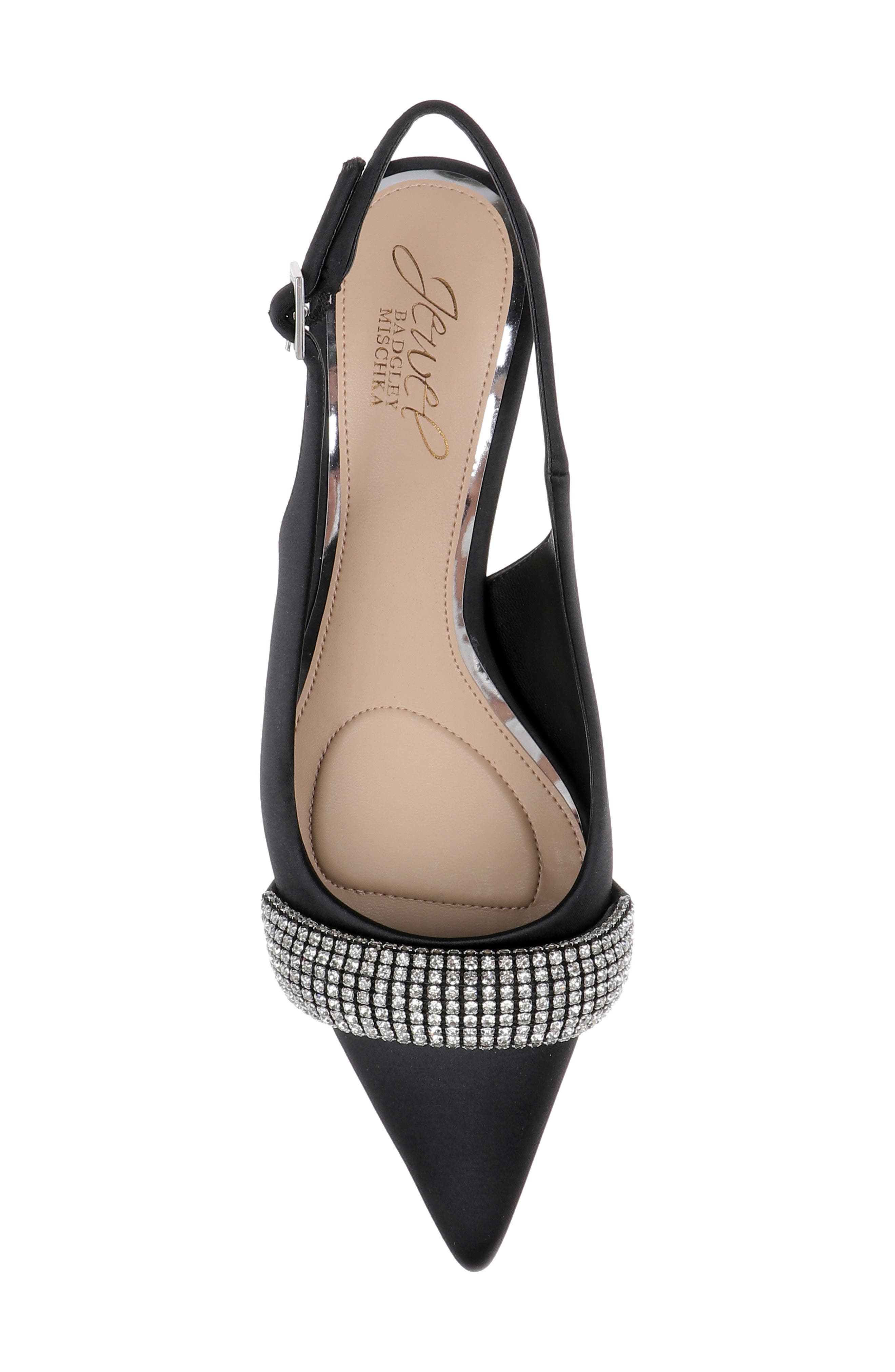 Bibi Pointed Toe Slingback Pump, Alternate, color, BLACK SATIN