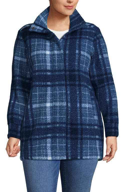 Lands' End Boucle Fleece Coat In Blue