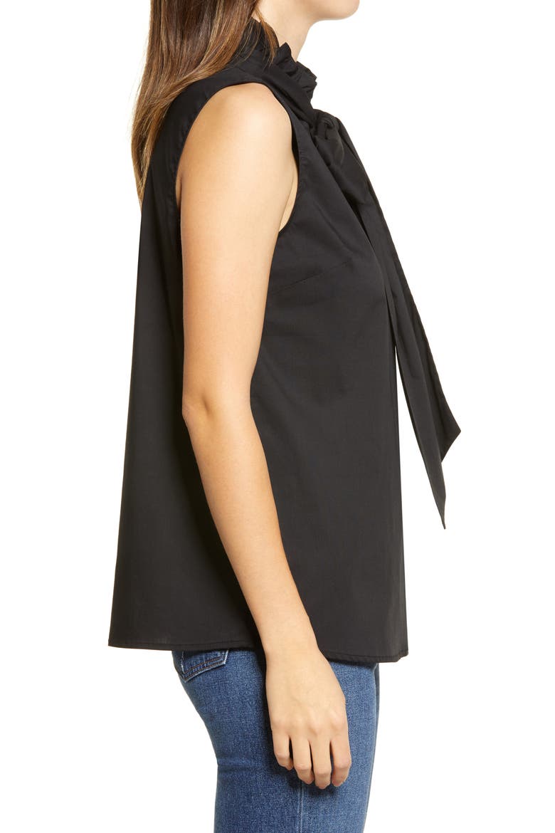 Sleeveless Tie Neck Blouse, Alternate, color, BLACK