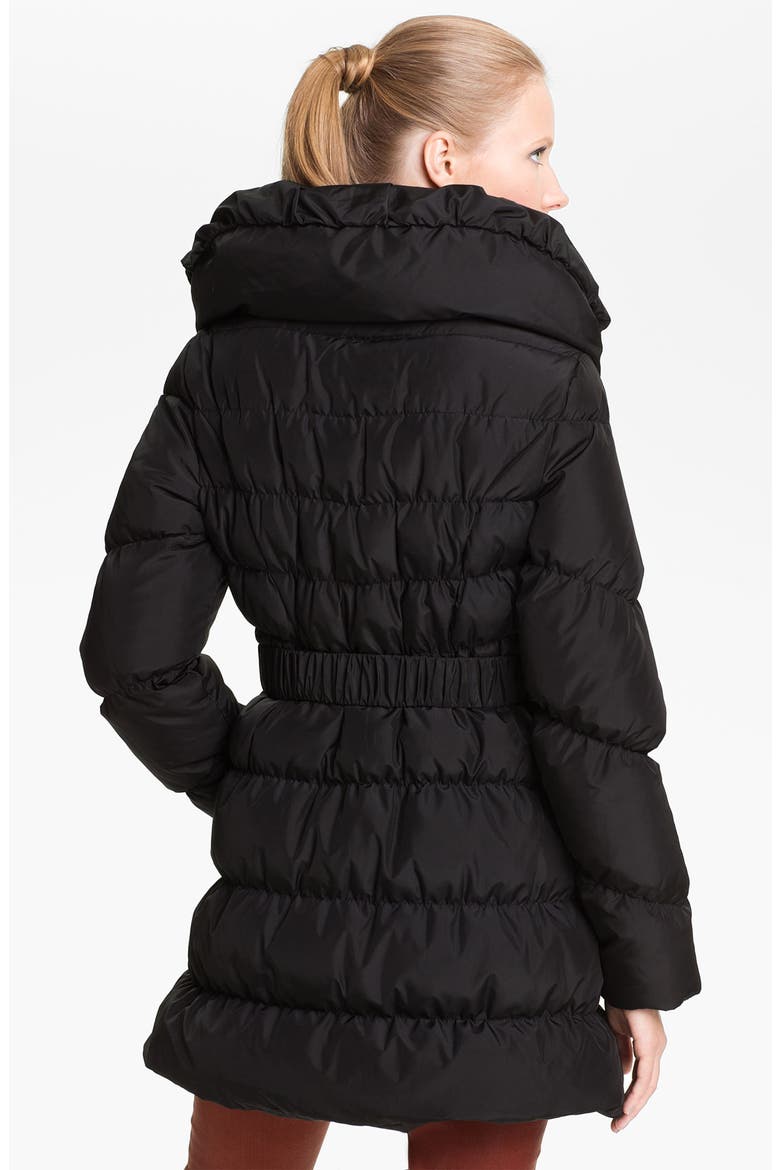 Pillow Collar Ruched Coat, Alternate, color, BLACK