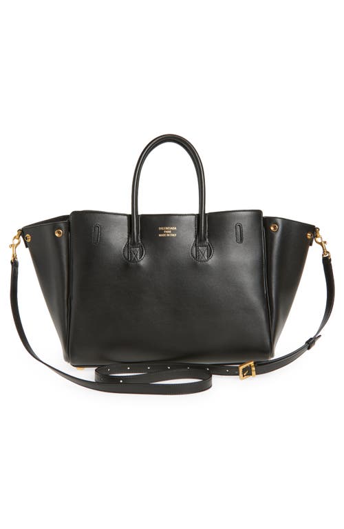 Balenciaga Women Black Leather Small Carry All Bel Air Shopping Bag In 1000 Black