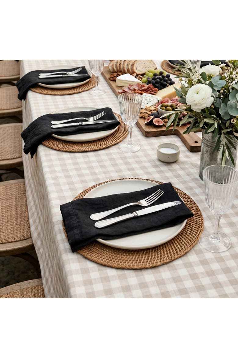Linen Dinner Napkins Set of 4, 20" x 20", European Washed Linen, Alternate, color, Black