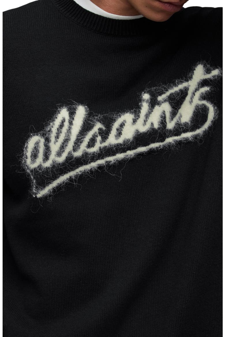Signature Hairy Logo Cotton Crewneck Sweater, Alternate, color, BLACK