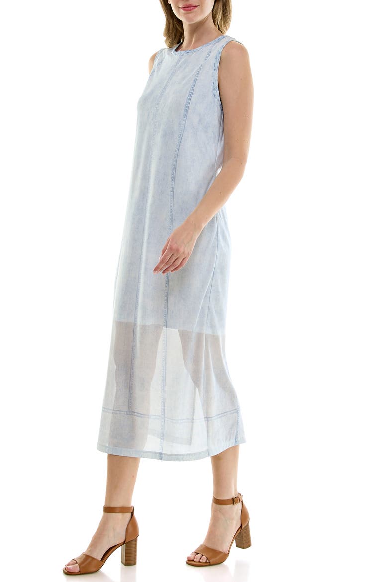 Printed Mesh Midi Tank Dress, Alternate, color, LIGHT DENIM PRINT