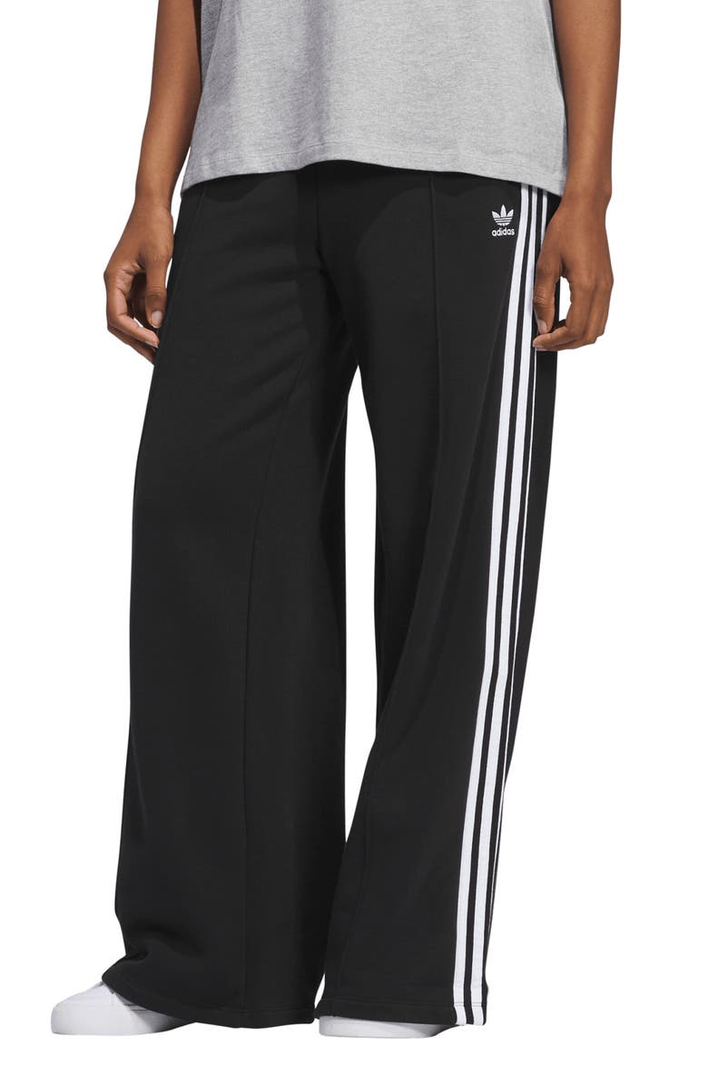 adidas Originals 3-Stripes Wide Leg Cotton French Terry Pants, Main, color, 