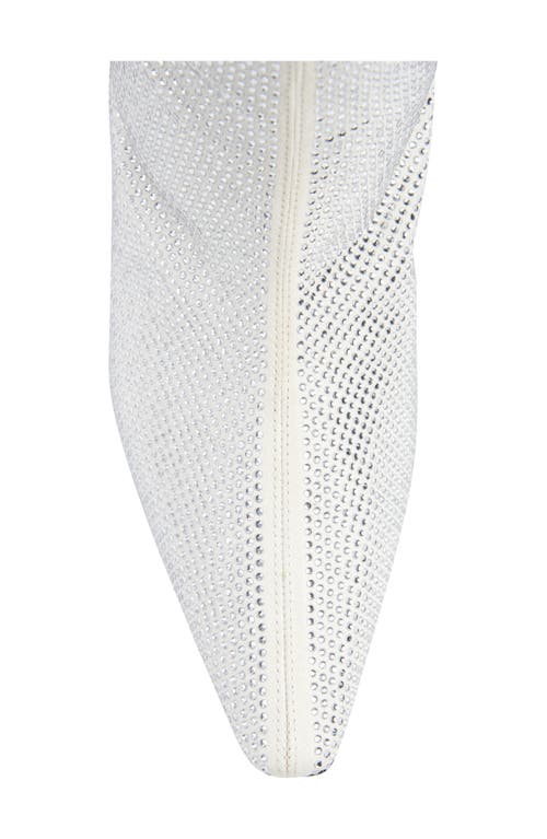 Simon Miller Kuki Crystal Pointed Toe Kitten Heel Over The Knee Boot In White