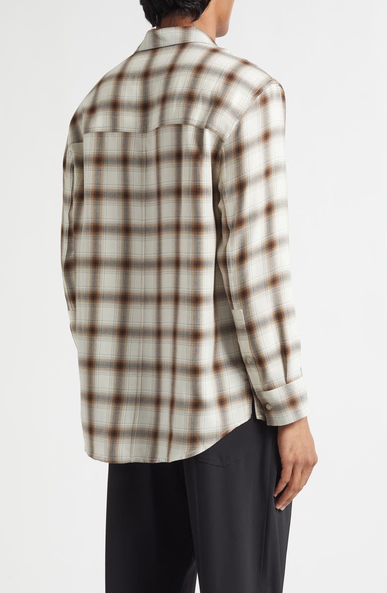 SONG FOR THE MUTE Oversize Plaid Button-Up Shirt, Alternate, color, White