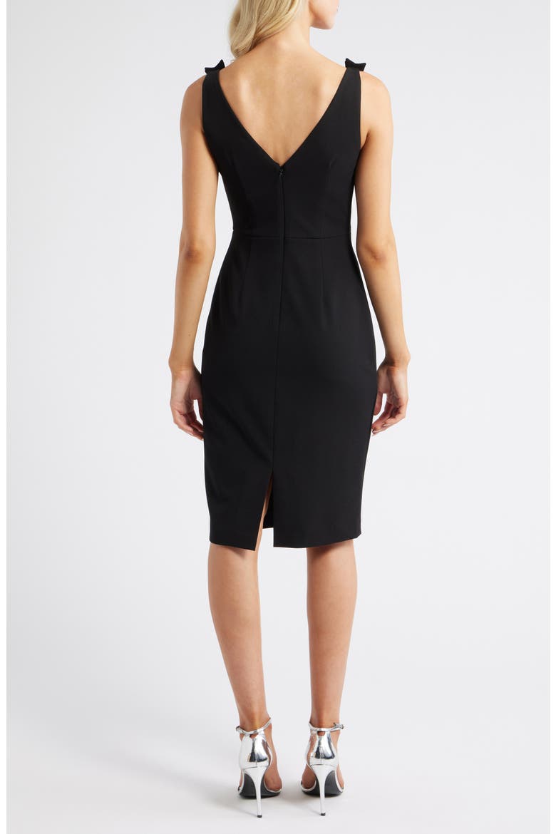 V-Neck Embellished Bow Sheath Dress, Alternate, color, BLACK