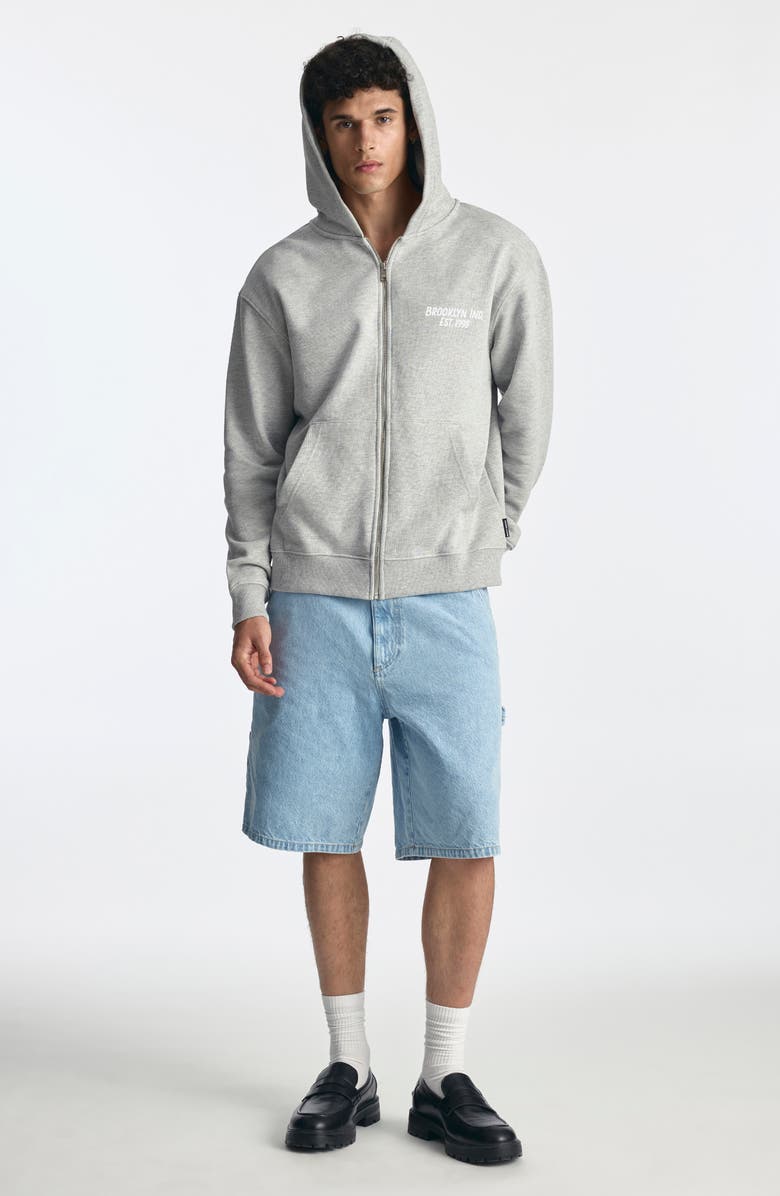 Brooklyn Industries Logo Cotton Zip Hoodie, Alternate, color, Light Grey Melange