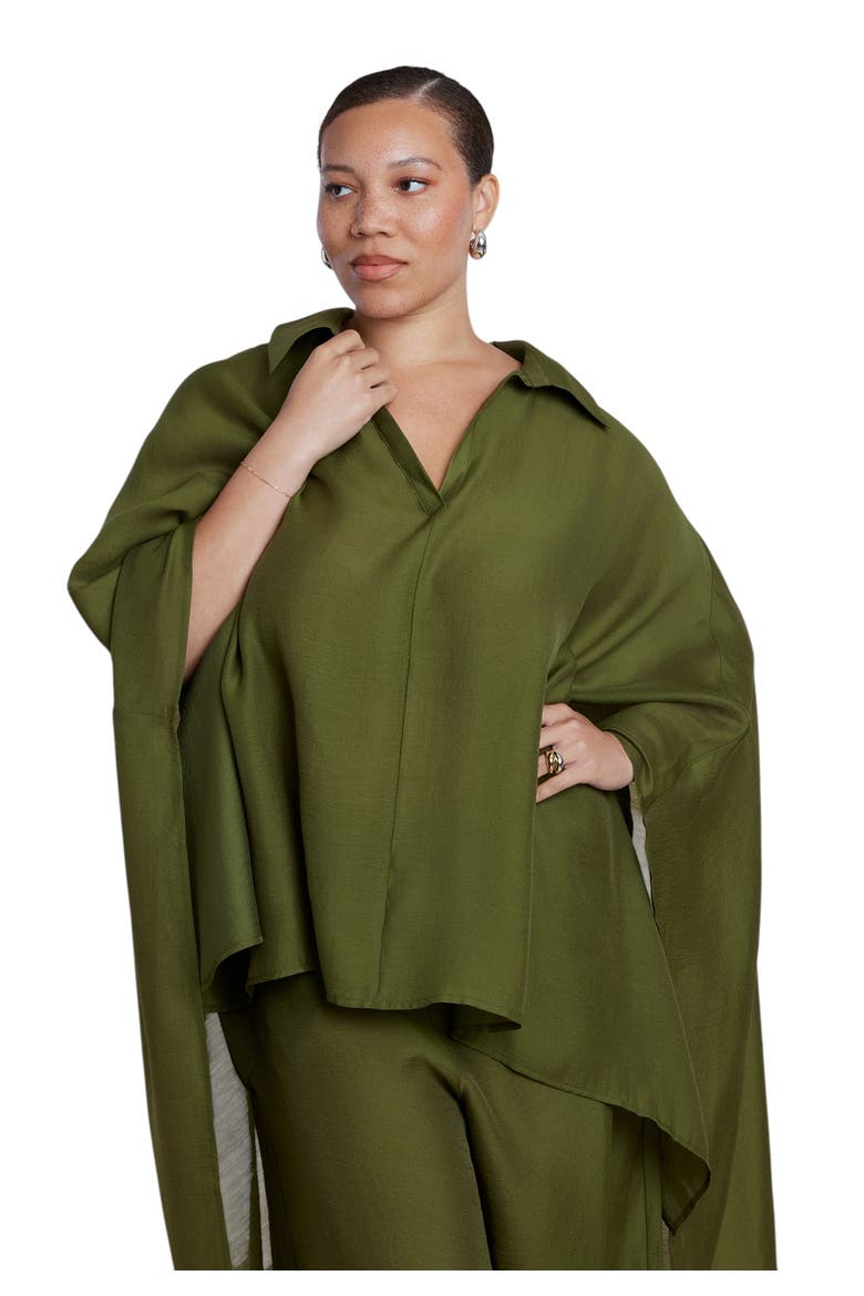 Semi Sheer Kaftan Top, Main, color, FOREST MOSS