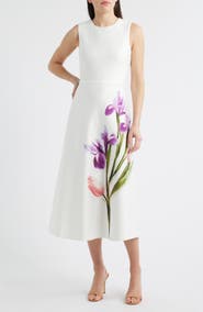 Anne Klein Floral A-Line Midi Dress