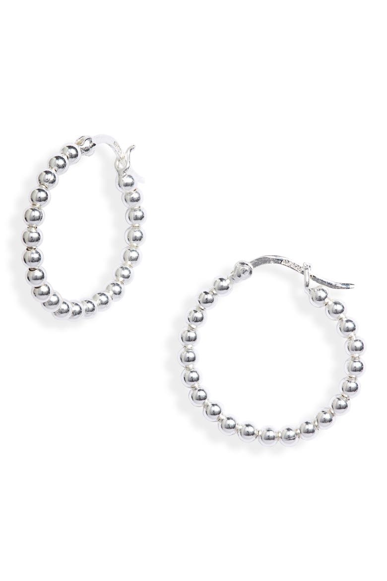 Beaded Hoop Earrings, Main, color, SILVER