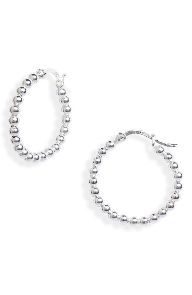 Argento Vivo Sterling Silver Beaded Hoop Earrings, Main, color, 