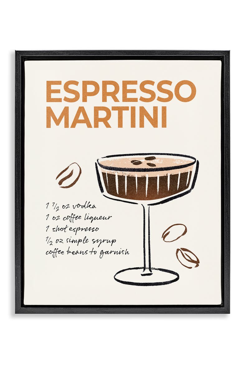 Espresso Martini Drink Recipe Framed Canvas Wall Art, Main, color, BROWN