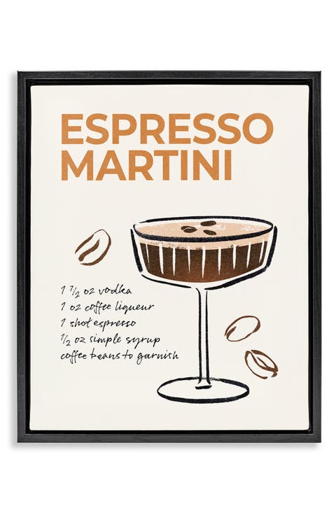 Espresso Martini Drink Recipe Framed Canvas Wall Art