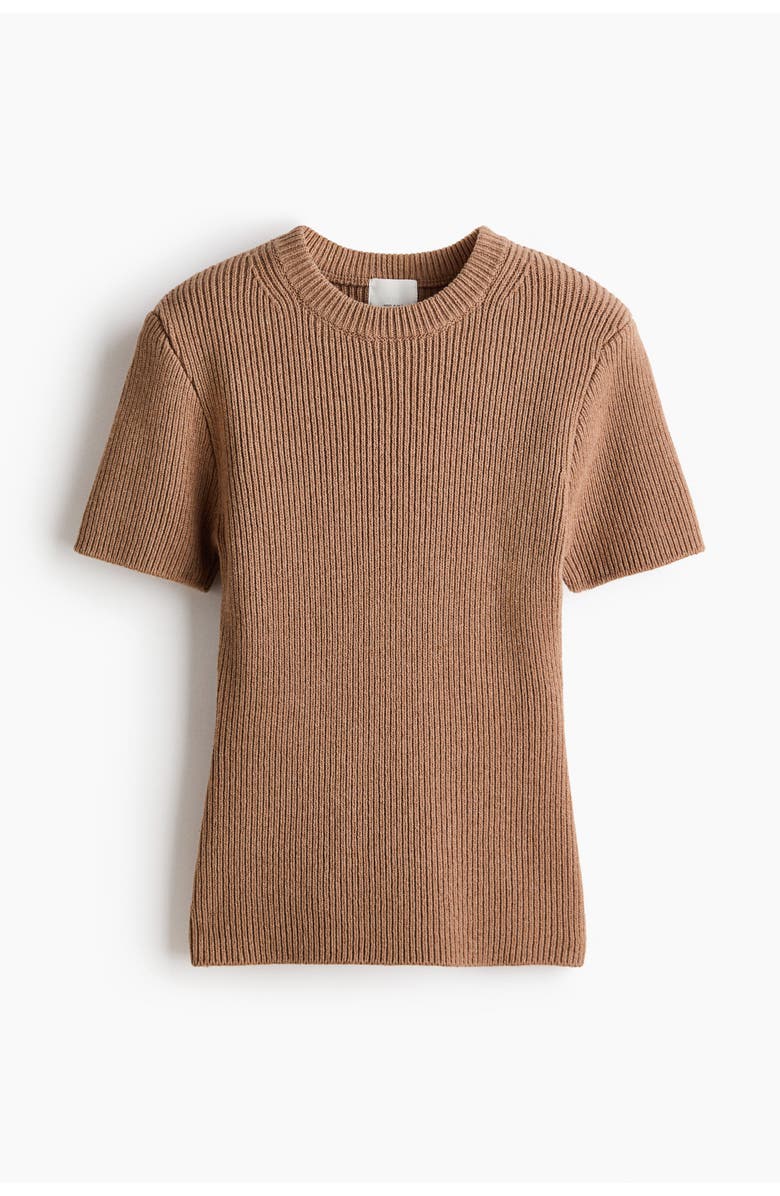 H&M Wool-blend T-shirt, Main, color, Dark Beige