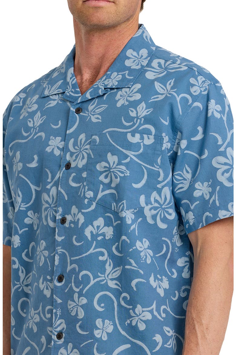 Lo-Biscus DNA Cotton & Linen Camp Shirt, Alternate, color, RIVIERA
