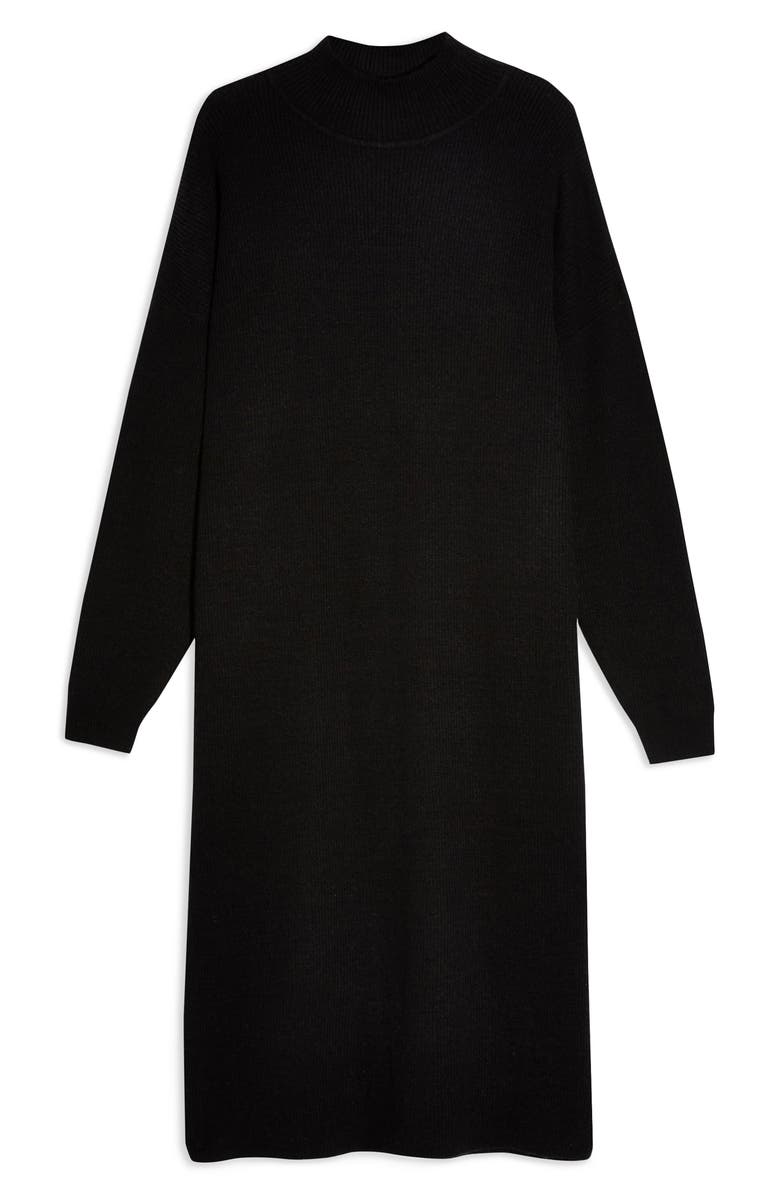 Topshop Ribbed Long Sleeve Funnel Neck Midi Sweater Dress, Alternate, color,
