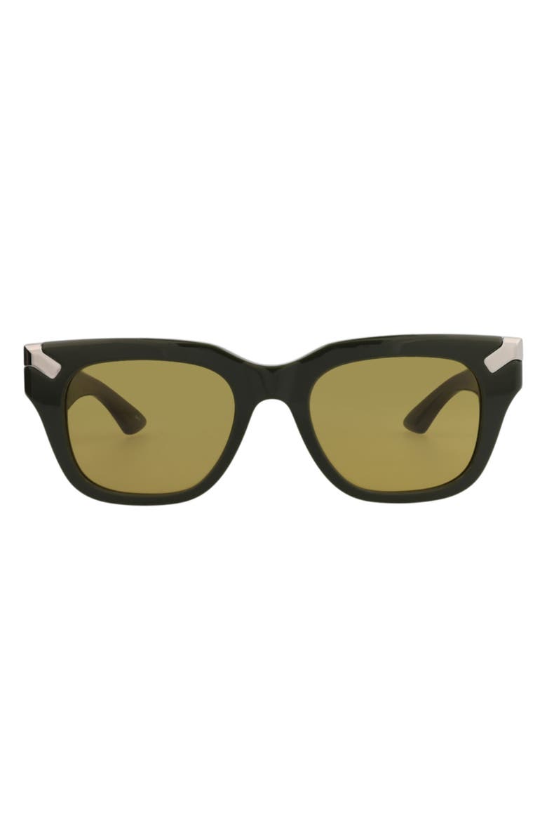 McQueen 51mm Rectangular Sunglasses, Main, color, Green Green Brown