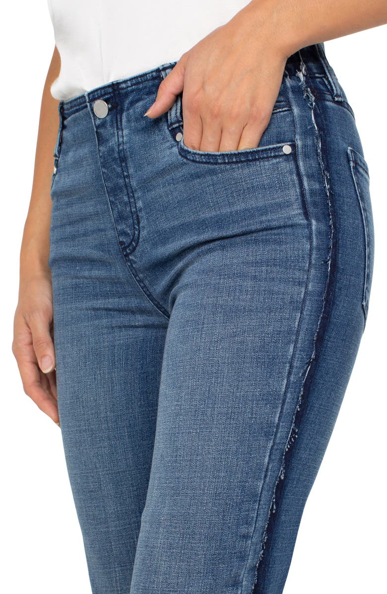 Liverpool Los Angeles Gia Glider Frayed Side Stripe Pull-On Crop Flare Jeans, Alternate, color,