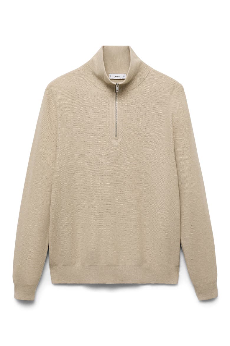 Half Zip Piqué Sweater, Alternate, color, BEIGE