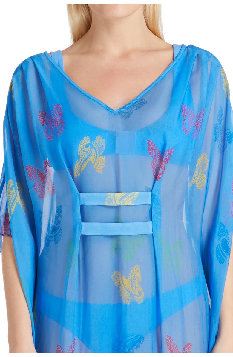 VALIMARE Florence Maxi Sheer Silk blend Cover-up Kaftan, Alternate, color, Blue
