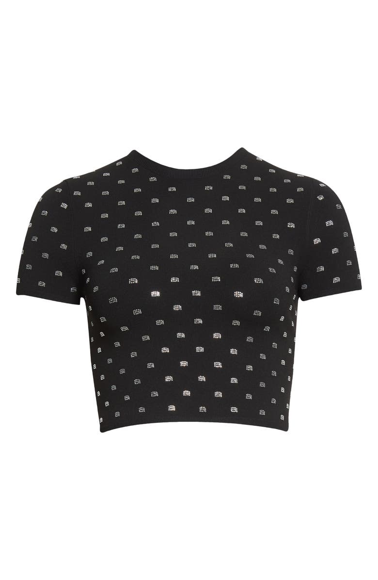Alexander Wang Crystal Logo Crop T-Shirt, Alternate, color, 