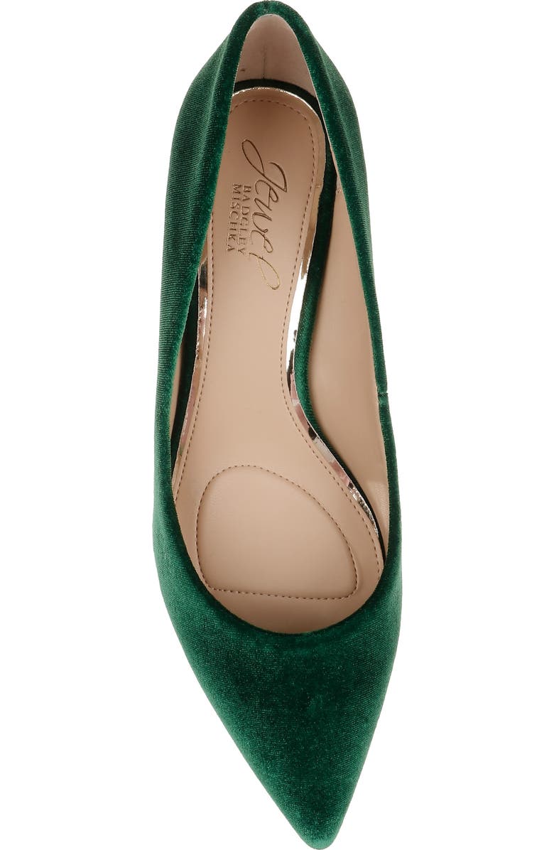 Jewel Badgley Mischka Enola Pointed Toe Kitten Heel Pump, Alternate, color, Green Velvet