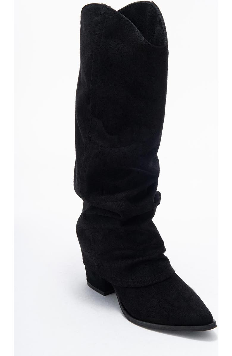 Prologue Shoes Elaris Block Heel Knee High Boot, Main, color, Black Suede Faux Leather