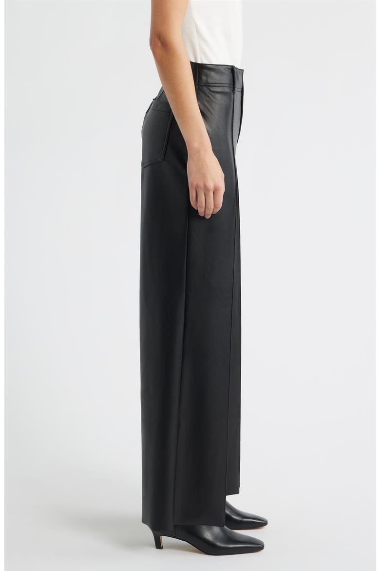 Pintuck Faux Leather Wide Leg Pants, Alternate, color, BLACK