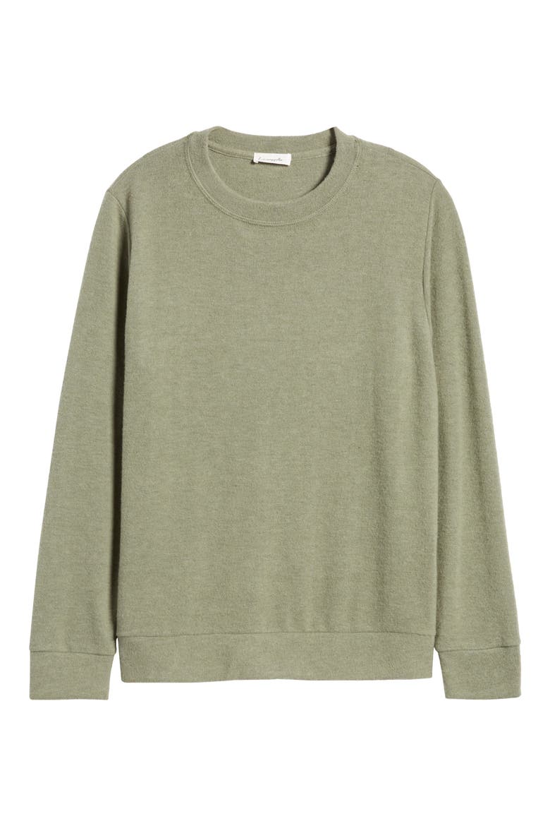 Crewneck Brushed Jersey Top, Alternate, color, OLIVE
