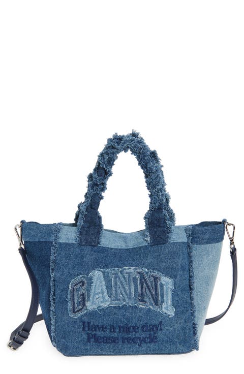 Small Trapeze Denim Shopper Bag
