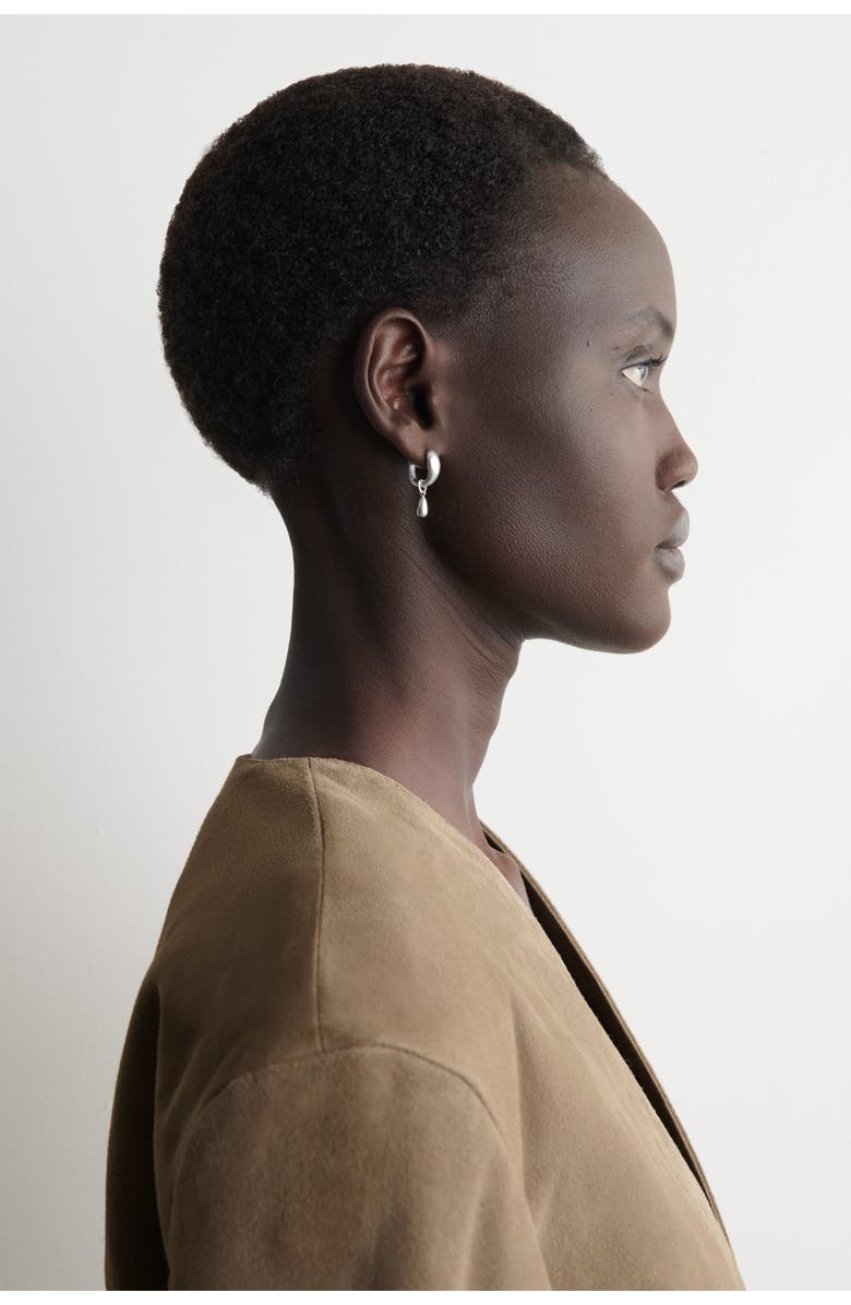 COS Mismatched Teardrop Hoop Earrings, Alternate, color, Silver