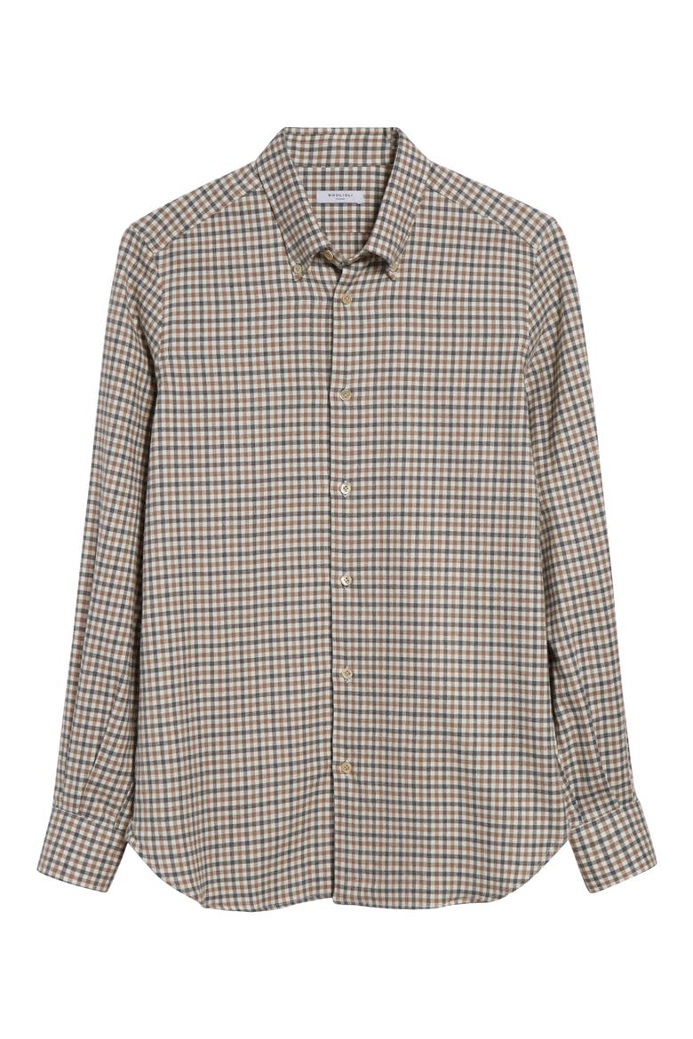 Check Button-Down Shirt, Alternate, color, BROWN/ GREEN