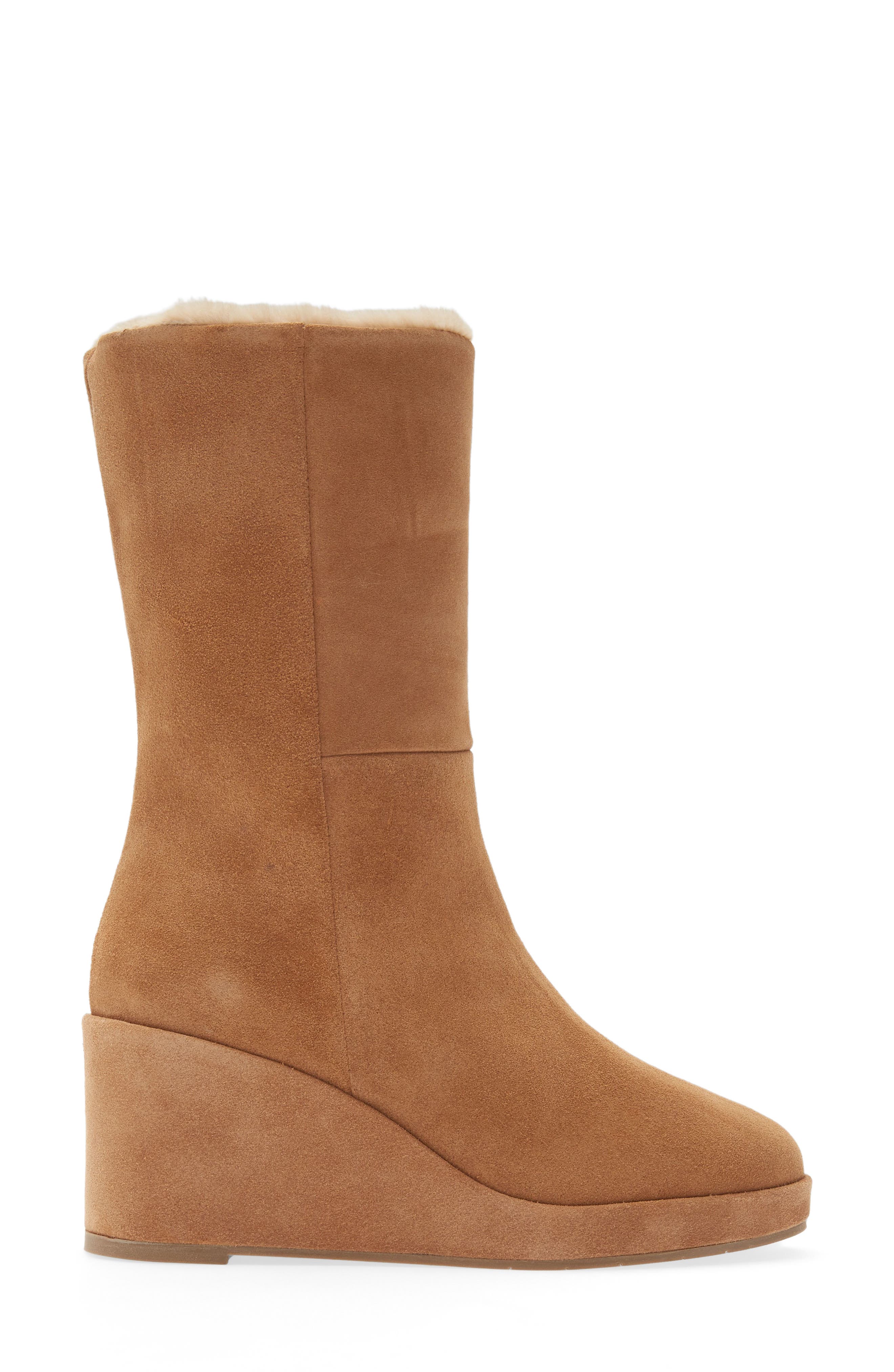 Aquatalia Imperia Faux Fur Lined Wedge Bootie, Alternate, color, 