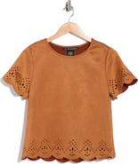 Forgotten Grace Laser Cut Faux Suede Top