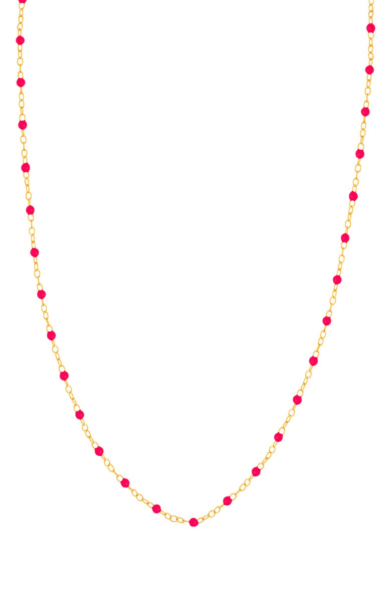 HAWLEY ST 14K Gold Hot Pink Enamel Station Necklace, Main, color, 