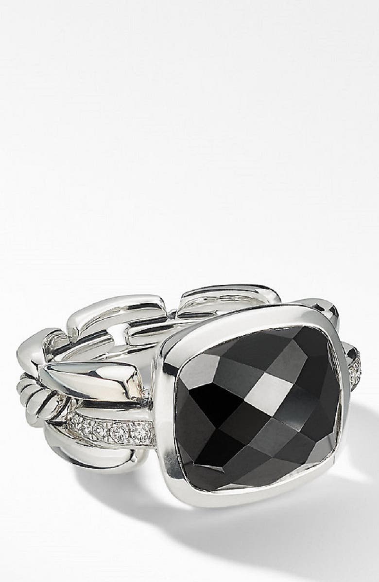 David Yurman Wellesley Link Statement Ring with Diamonds, Main, color,