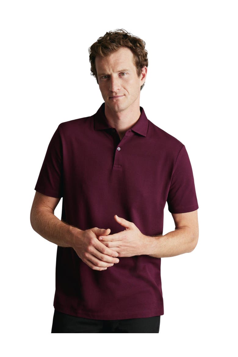 Short Sleeve Cotton Stretch Smart Pique Polo, Main, color, Wine Red